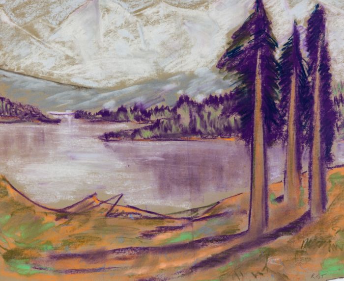 Rosalind Adams (née Thuillier) - Large Contemporary Pastel, Lake, North America
