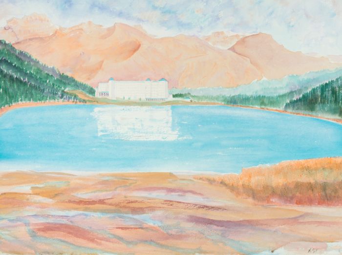 Rosalind Adams (née Thuillier) - Large Contemporary Watercolour, Lake Louise