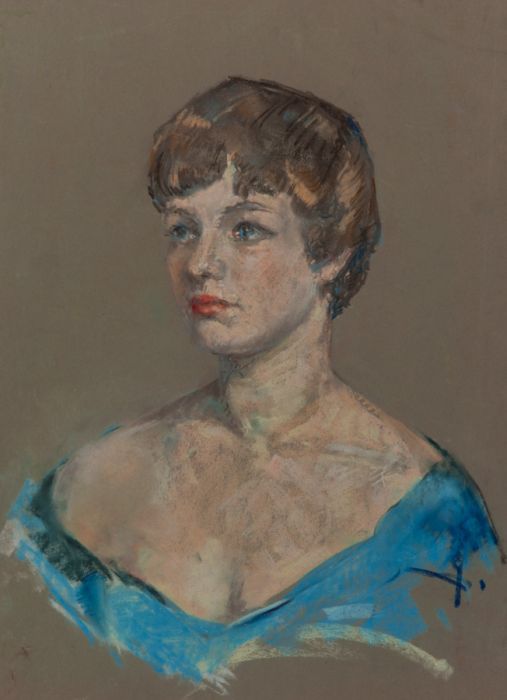 Gilbert Adams - Superb Mid 20th Century Pastel, Portrait of a Woman in Blue