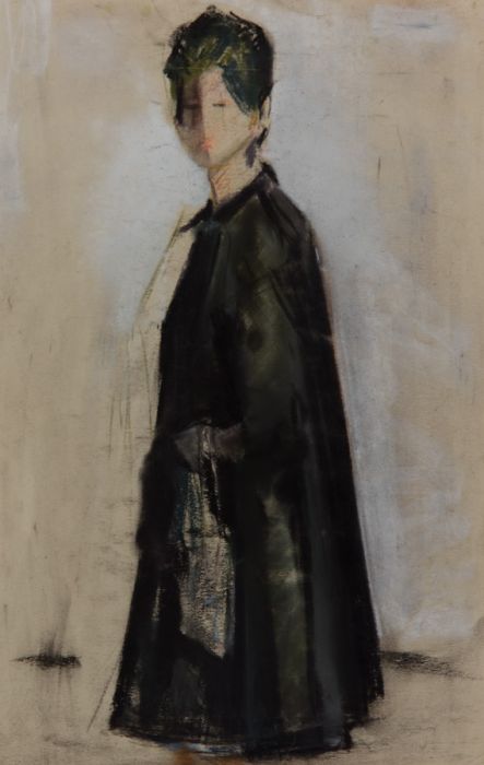 Gilbert Adams - Mid 20th Century Pastel, Portrait of a Woman in Black