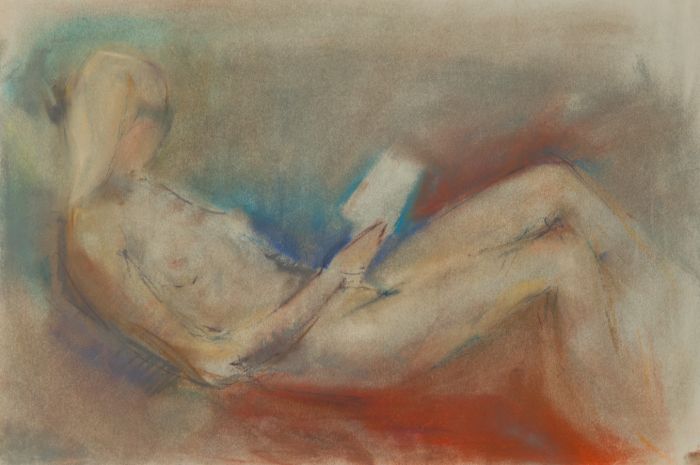 Gilbert Adams - Early 20th Century Pastel, Nude Reading