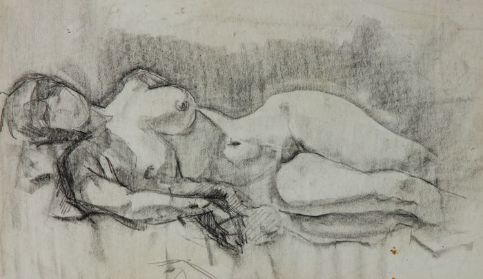 Gilbert Adams - Mid 20th Century Charcoal Drawing, Nude