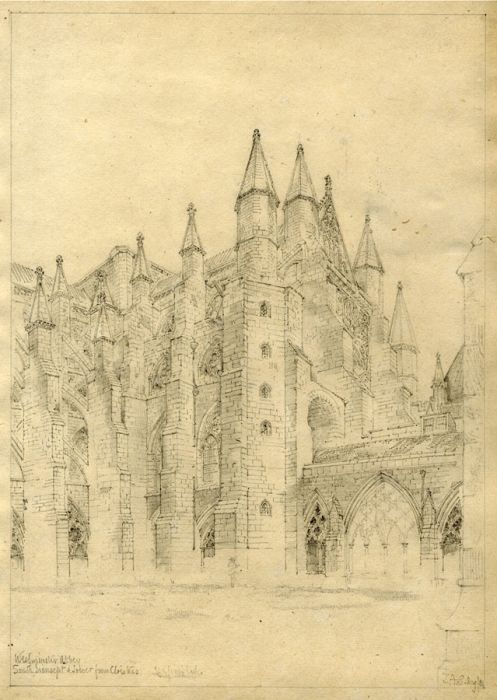 J. Atwood Slater - 1881 Graphite Drawing, Westminster Abbey