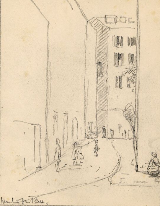 Marcus Adams - Two Early 20th Century Graphite Drawings, Street Scenes