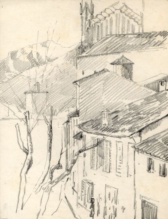 Marcus Adams - Three Early 20th Century Graphite Drawings, Rooftop Views