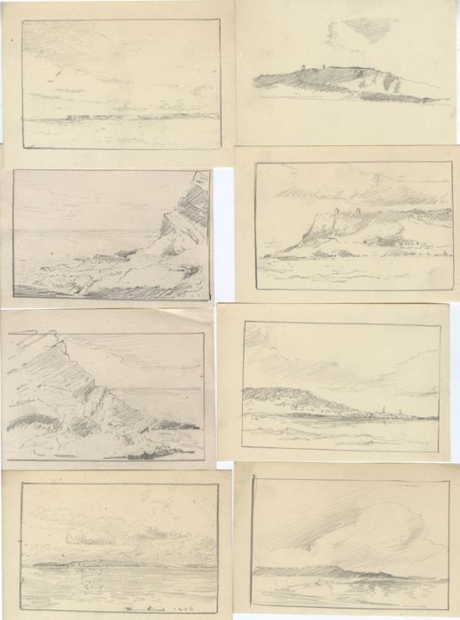 Marcus Adams - Nine Early 20th Century Graphite Drawings, Coastal Views