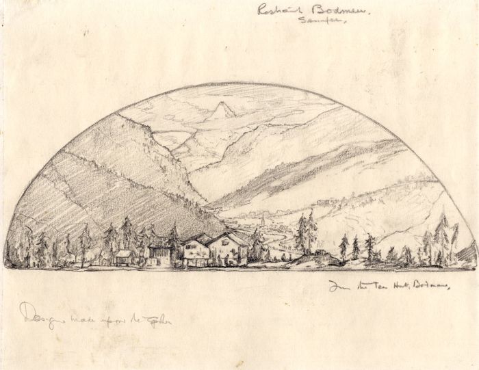Marcus Adams - Early 20th Century Graphite Drawing, Swiss Mountain Village
