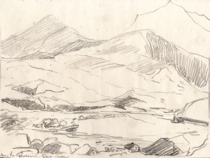 Marcus Adams - Early 20th Century Graphite Drawing, Saas-Fee Landscape