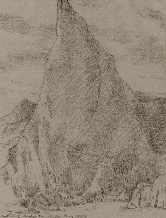 Marcus Adams - 1927 Graphite Drawing, Mountain