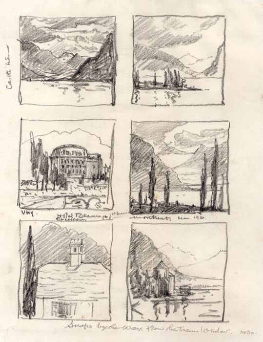 Marcus Adams - Early 20th Century Graphite Drawing, Six Mountain Landscapes