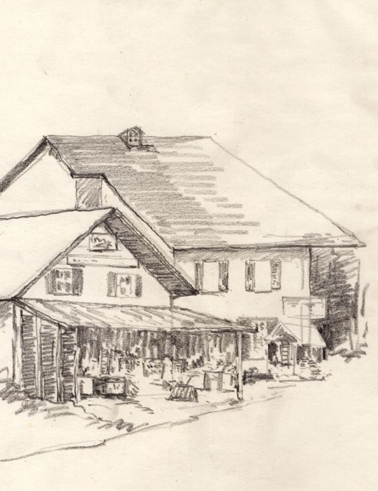 Marcus Adams - Early 20th Century Graphite Drawing, Chalet