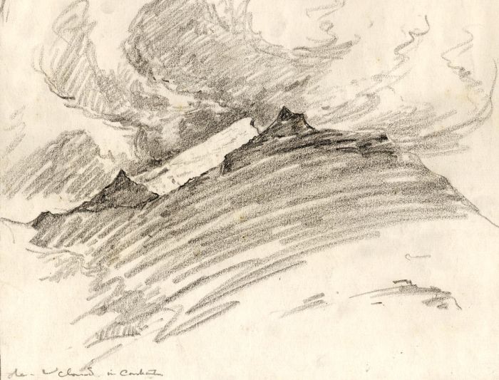 Marcus Adams - Early 20th Century Graphite Drawing, Mountain View