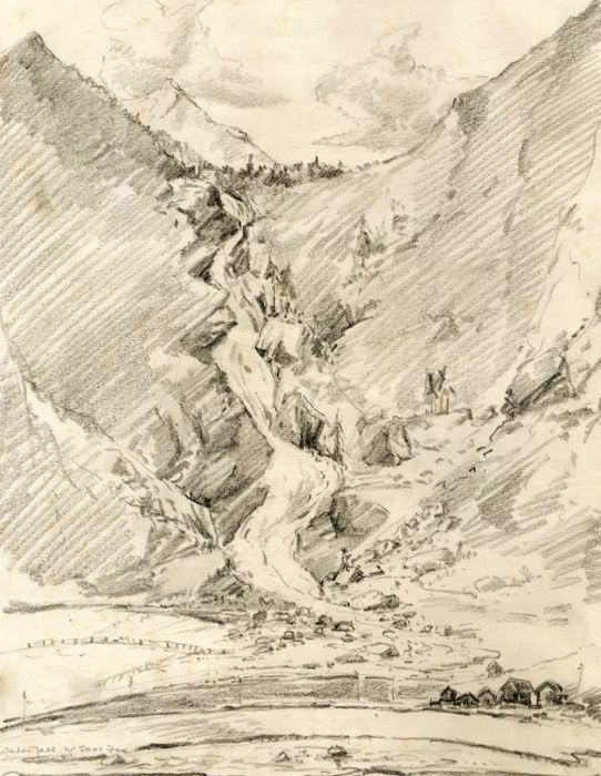 Marcus Adams - Early 20th Century Graphite Drawing, Mountain Stream