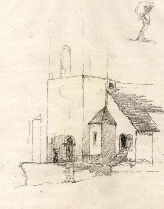 Marcus Adams - Early 20th Century Graphite Drawing, Study of a Church