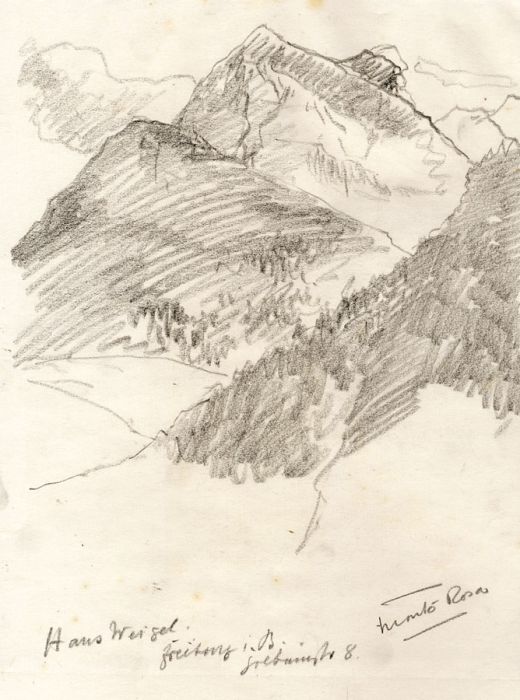 Marcus Adams - Early 20th Century Graphite Drawing, Monte Rosa