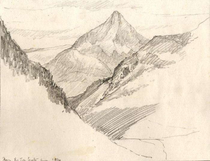 Marcus Adams - Early 20th Century Graphite Drawing, Swiss Landscape