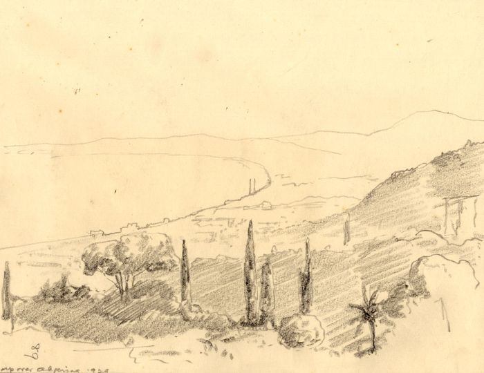 Marcus Adams - 1929 Graphite Drawing, Over Algiers