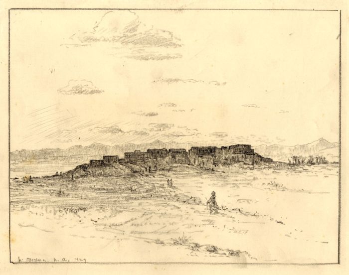 Marcus Adams - 1929 Graphite Drawing, North African Town