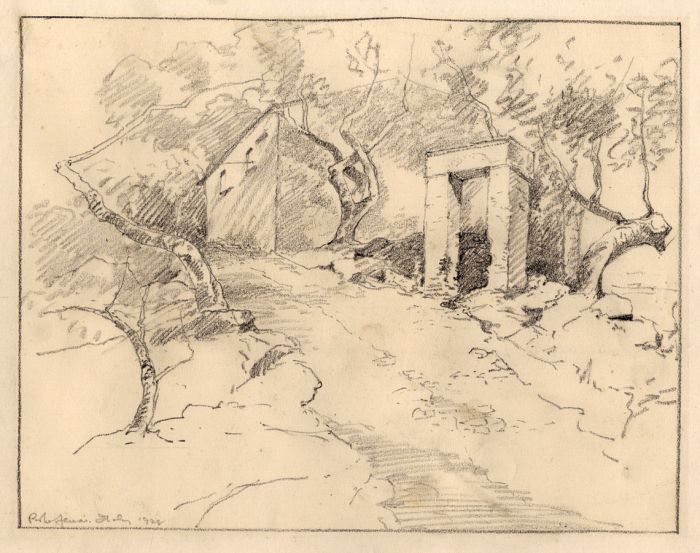 Marcus Adams - 1928 Graphite Drawing, Portofino