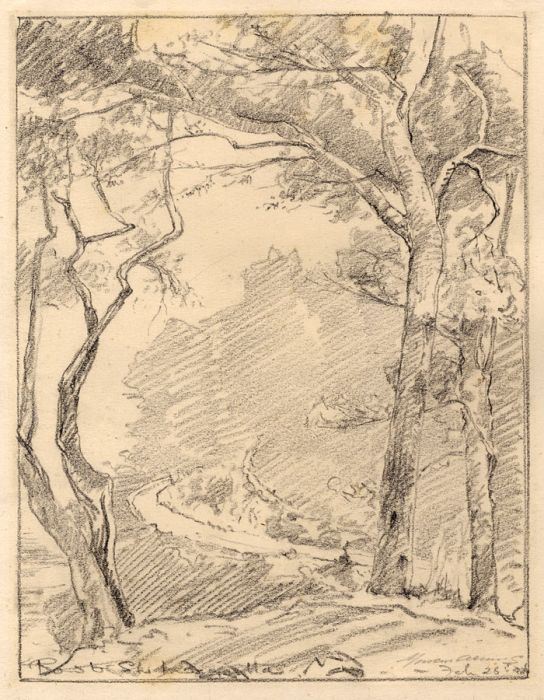 Marcus Adams - 1928 Graphite Drawing, Italian Scene