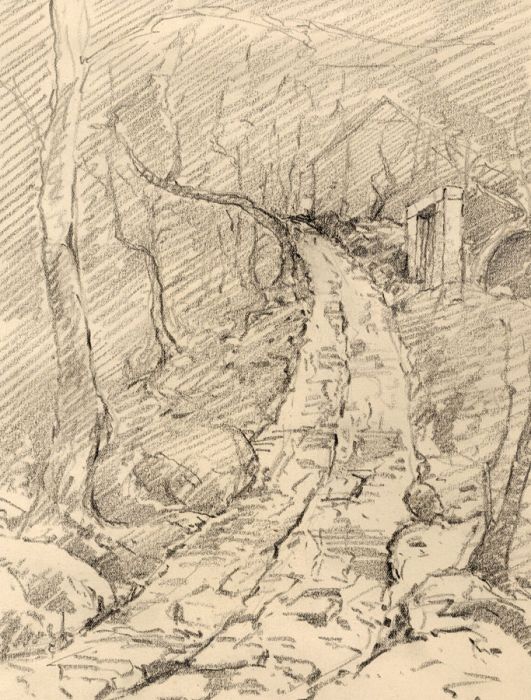Marcus Adams - 1928 Graphite Drawing, Portofino, Italy