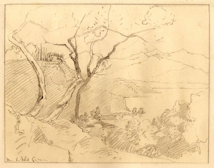 Marcus Adams - Early 20th Century Graphite Drawing, From the Garden, Italy
