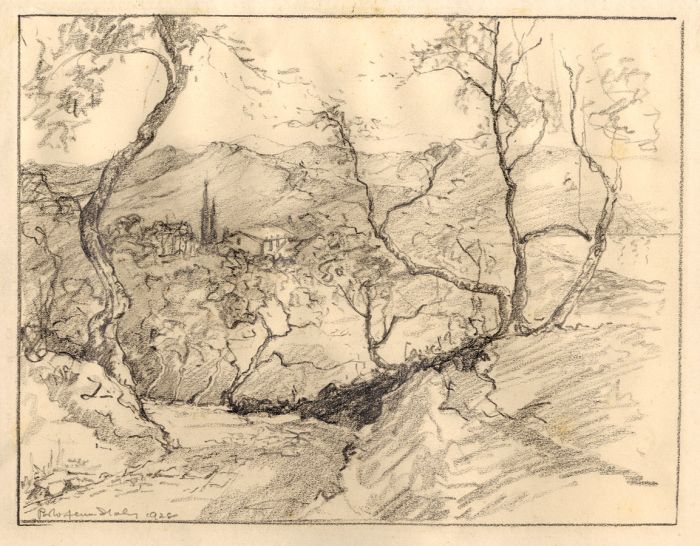 Marcus Adams - 1928 Graphite Drawing, Portofino, Italy