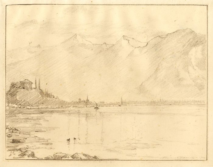 Marcus Adams - 1928 Graphite Drawing, Italian Lakes