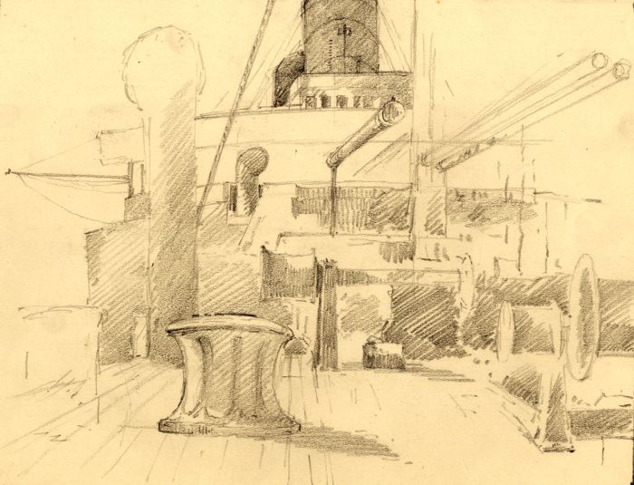 Marcus Adams - 1926 Graphite Drawing, RMS Carmania