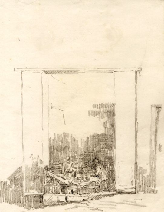 Marcus Adams - Early 20th Century Graphite Drawing, Shop Front, Majorca