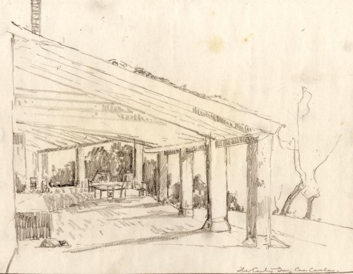 Marcus Adams - Early 20th Century Graphite Drawing, Casa Cavala Terrace
