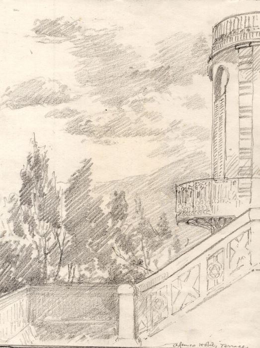 Marcus Adams - Early 20th Century Graphite Drawing, Afonso Terrace, Majorca