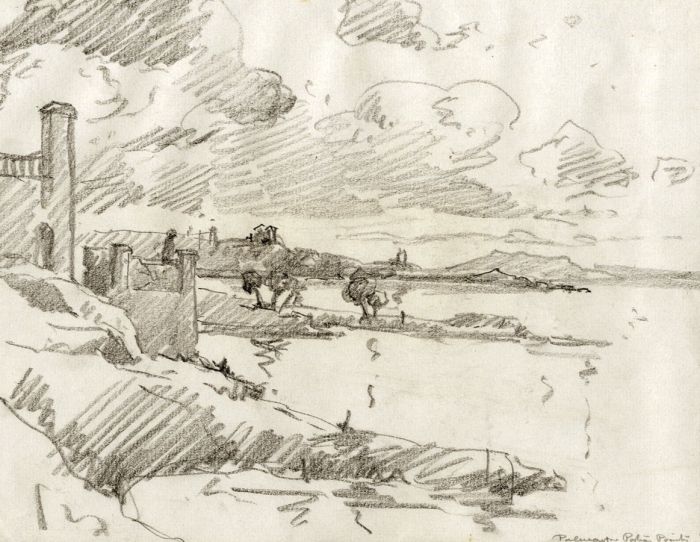 Marcus Adams - Early 20th Century Graphite Drawing, Coastal View, Majorca