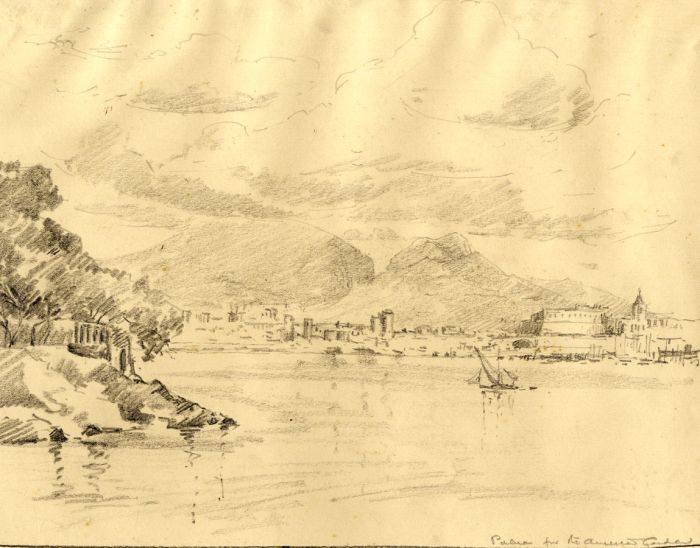 Marcus Adams - Early 20th Century Graphite Drawing, Palma from the Garden