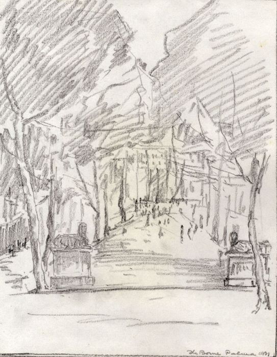 Marcus Adams - Early 20th Century Graphite Drawing, The Borne, Palma