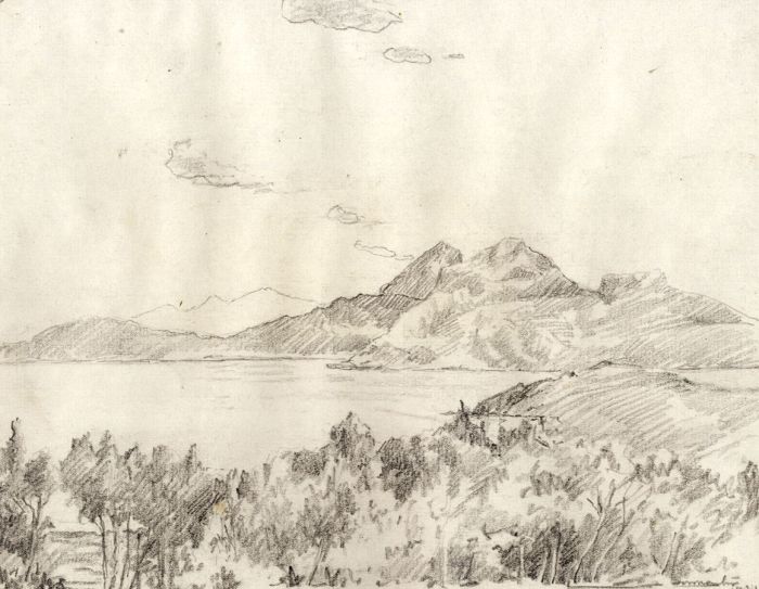 Marcus Adams - 1931 Graphite Drawing, Formentor, Majorca