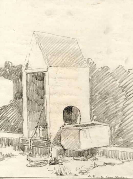 Marcus Adams - Early 20th Century Graphite Drawing, The Pump, Casa Cavala