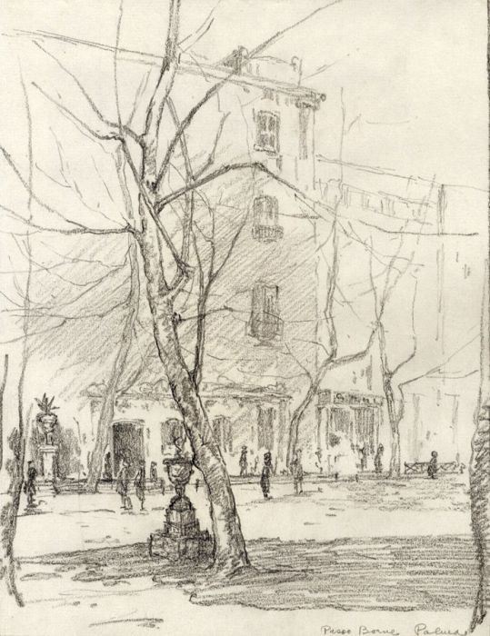 Marcus Adams - Early 20th Century Graphite Drawing, Pasco Borne, Palma