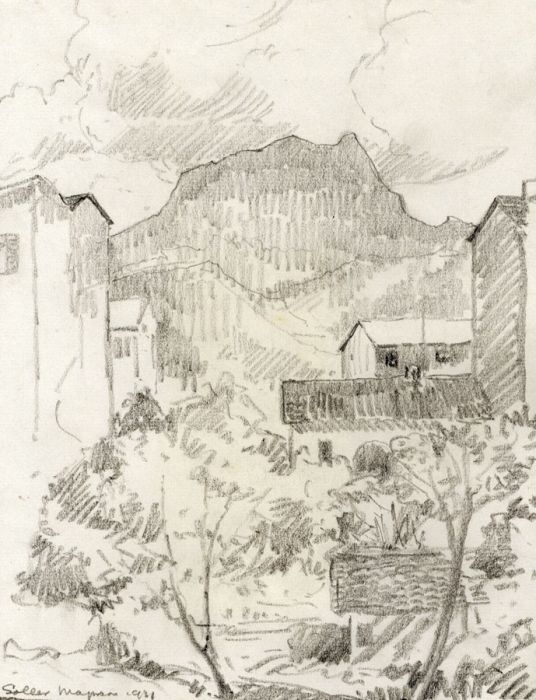 Marcus Adams - Early 20th Century Graphite Drawing, Sóller, Majorca