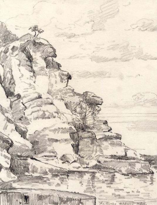 Marcus Adams - Early 20th Century Graphite Drawing, The Rocks, Majorca