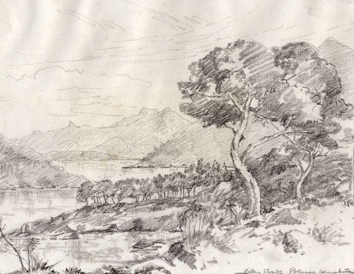 Marcus Adams - Early 20th Century Graphite Drawing, Looking Towards Pollensa