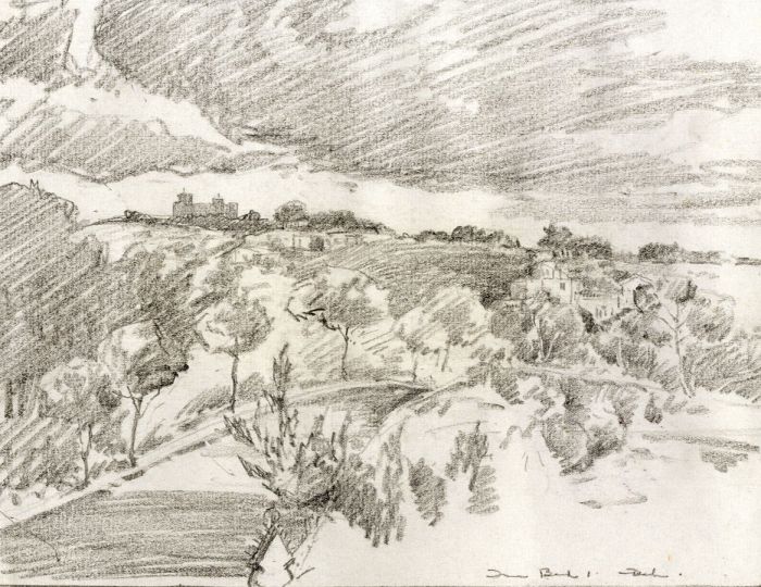 Marcus Adams - Early 20th Century Graphite Drawing, Overcast, Majorca