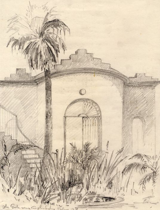 Marcus Adams - Early 20th Century Graphite Drawing, The Gateway, Majorca