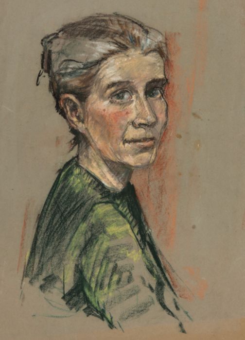 Gilbert Adams - Mid 20th Century Pastel, Portrait of a Woman in Green