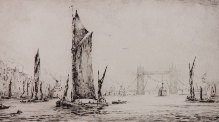 H. P Evans - Mid 20th Century Etching, Tower Bridge
