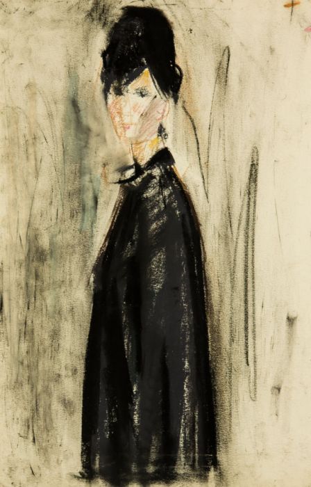 Gilbert Adams - Mid 20th Century Pastel, Woman In Black