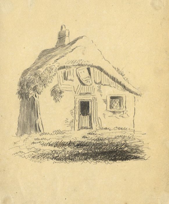 Early 20th Century Pen and Ink Drawing - Thatched Cottage