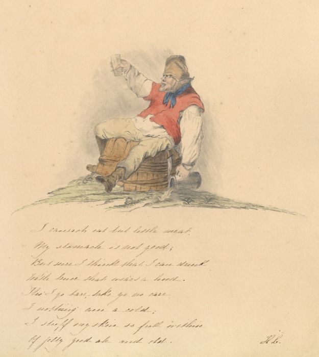 H.L. - Late 19th Century Graphite Drawing, Drunkard