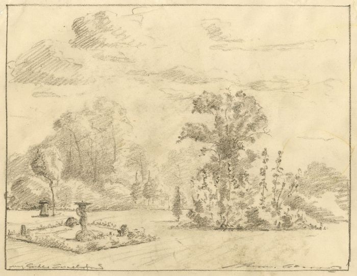Marcus Adams - Mid 20th Century Graphite Drawing, Garden Landscape