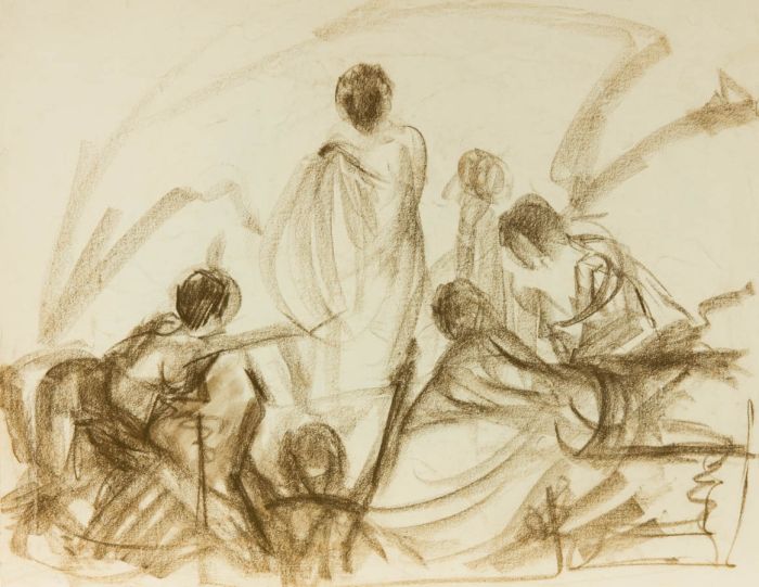 Gilbert Adams - Mid 20th Century Pastel, Dancing Group